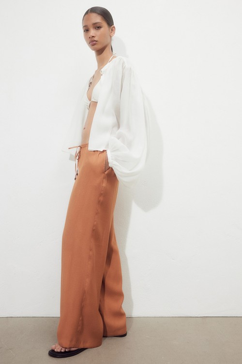 Wide-cut Pull-on Pants